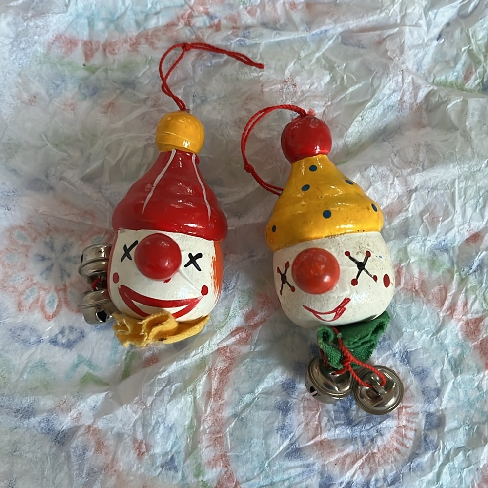 Wooden clown ornaments
